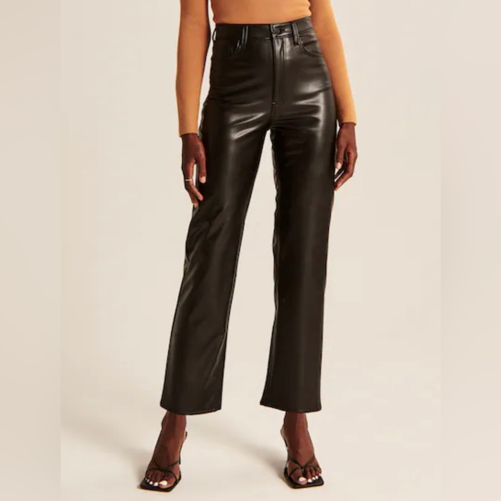 Abercrombie & Fitch the ankle straight ultra high rise leather pants
